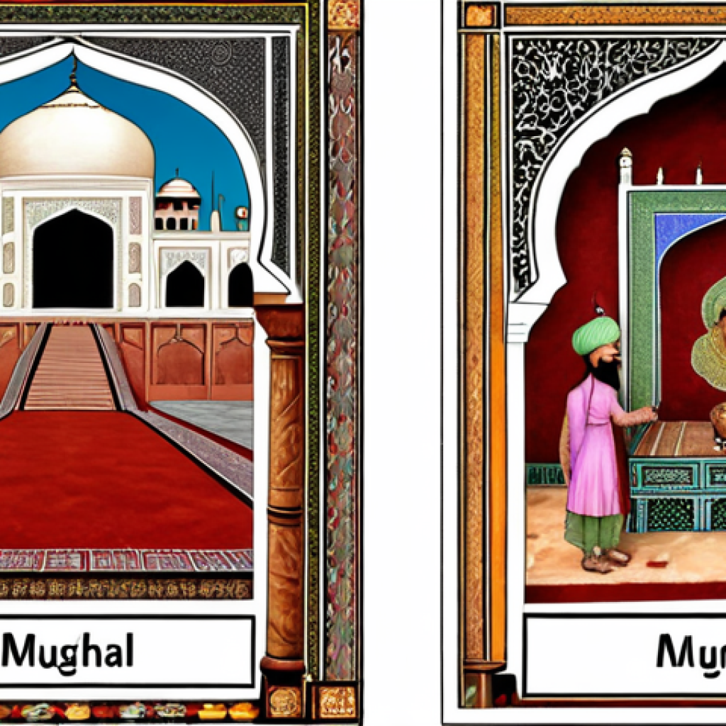 Okay, here are two image prompts based on the Mughal Empire text, designed for SD and summarizing key aspects for each image: