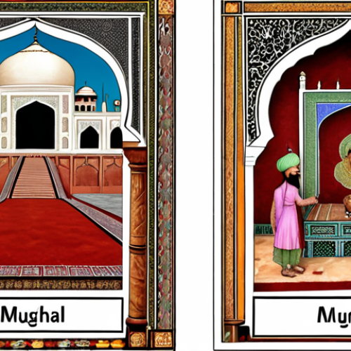 Home 4 Okay, here are two image prompts based on the Mughal Empire text, designed for SD and summarizing key aspects for each image: