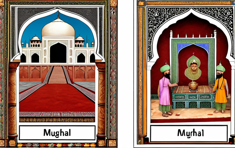 Okay, here are two image prompts based on the Mughal Empire text, designed for SD and summarizing key aspects for each image: